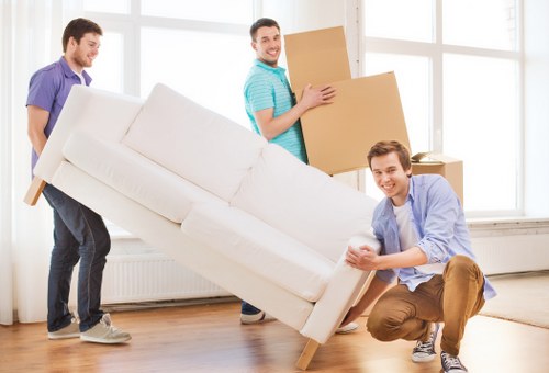 Employees collaborating during an efficient office relocation process