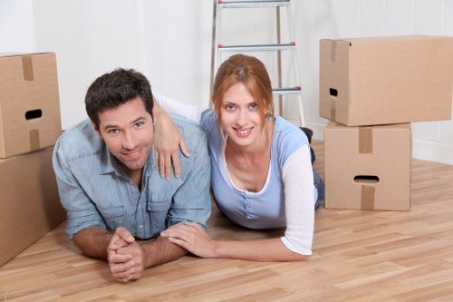 Organized interior space with neatly arranged furniture awaiting pick-up
